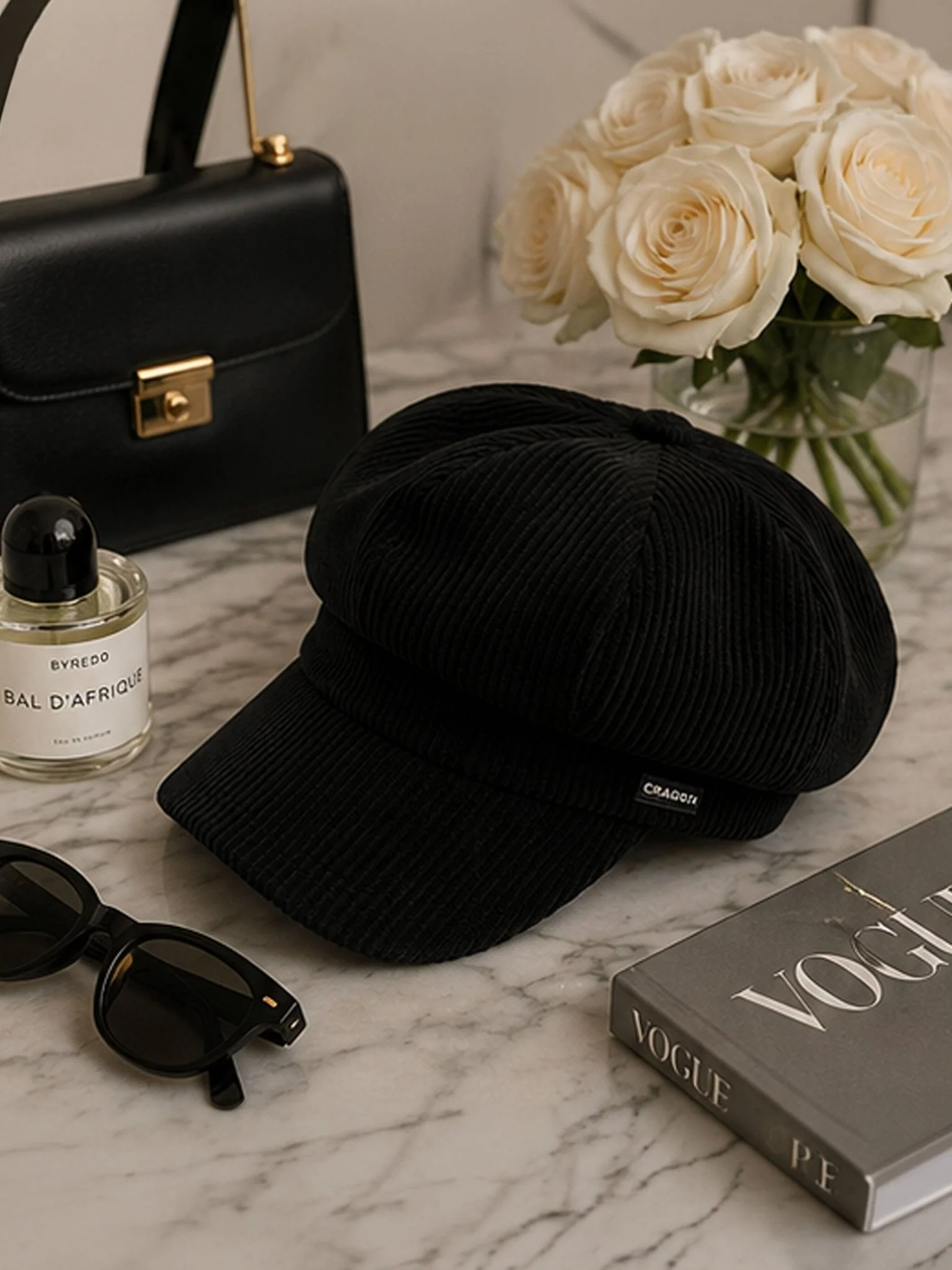 Craggi Baker boy ladies Black Cord Hat. Women Newsboy Cap - Image 4
