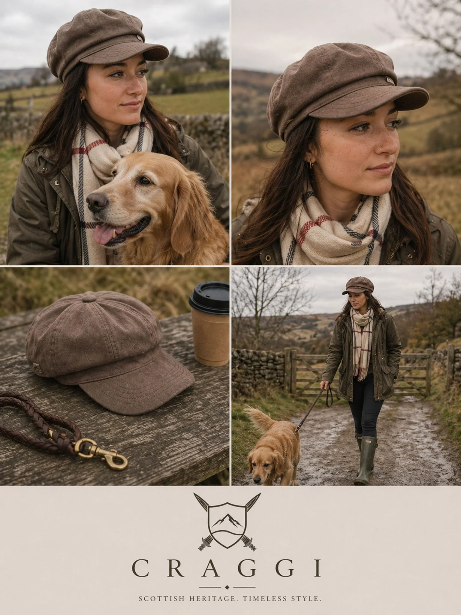 Craggi Ladies Baker Boy Brown Waxed Cotton Showerproof Hat, Womens Shelby Cap - Image 5