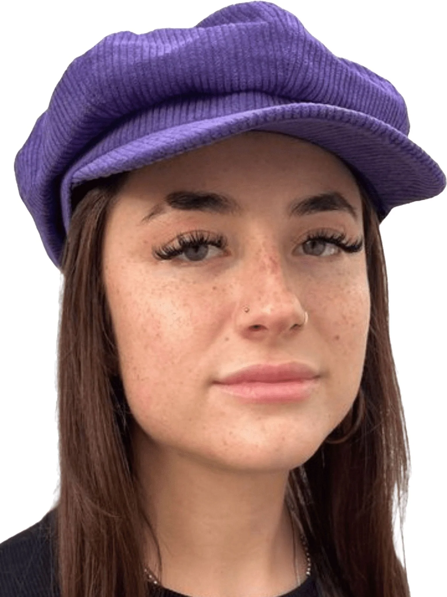 Craggi Baker boy Hat Purple Cord Newsboy peaky Cap ladies headwear - Image 7