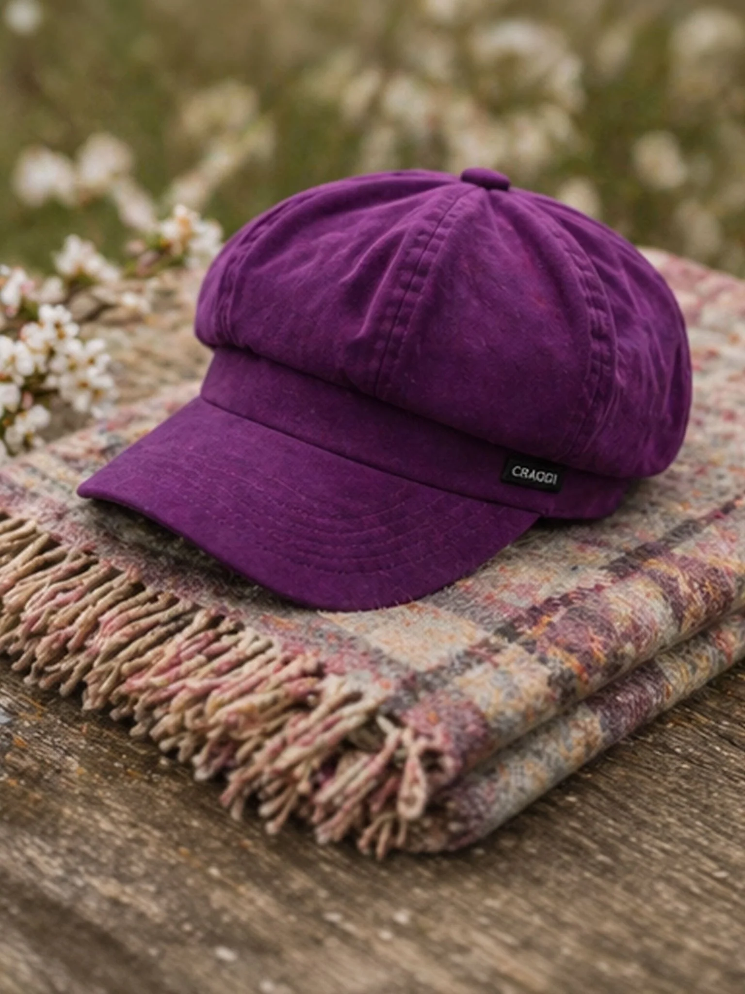 Craggi Ladies Baker boy Hat Purple Velvet Shelby Newsboy Womens Cap - Image 3