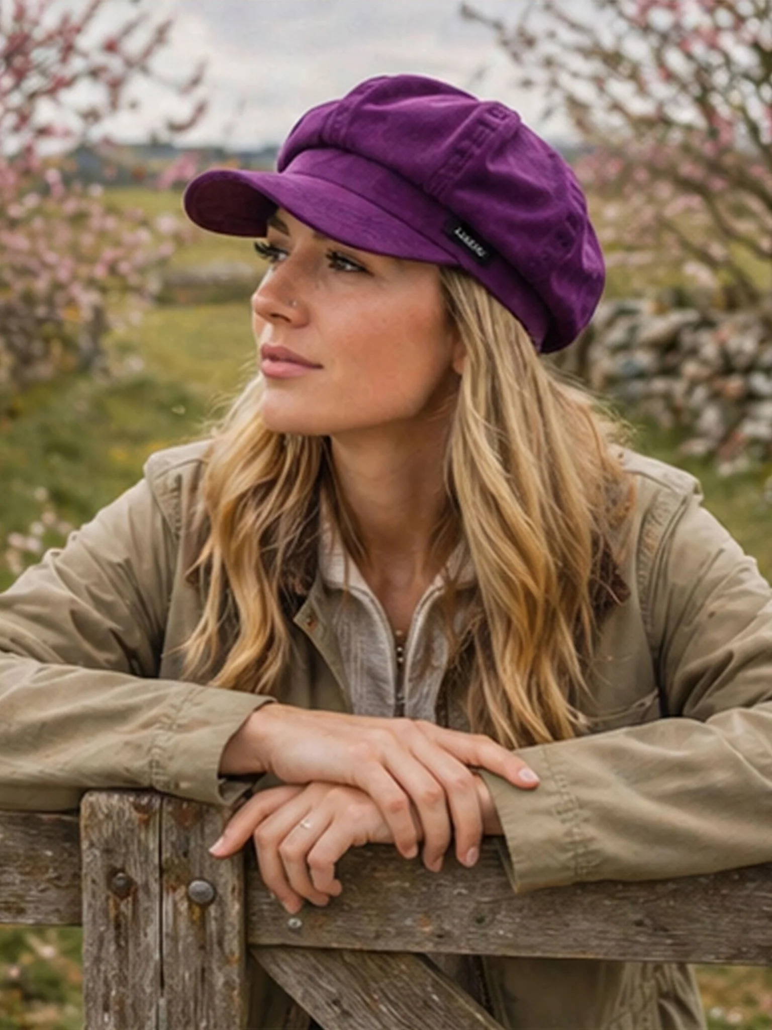 Craggi Ladies Baker boy Hat Purple Velvet Shelby Newsboy Womens Cap - Image 4