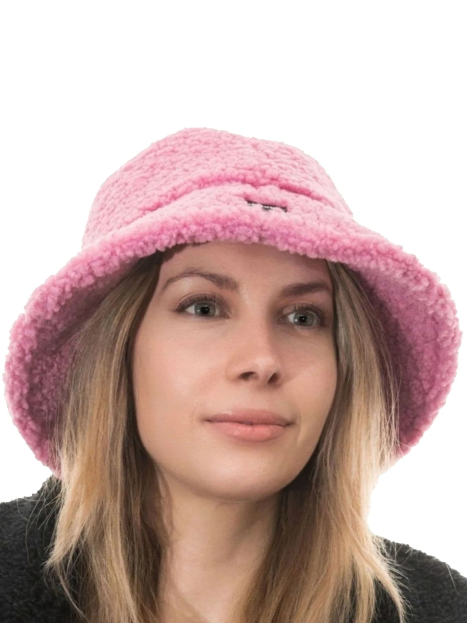 Craggi Ladies Polla Pink Bucket Hat in Pink Sherpa Borg Teddy Feel - Image 7