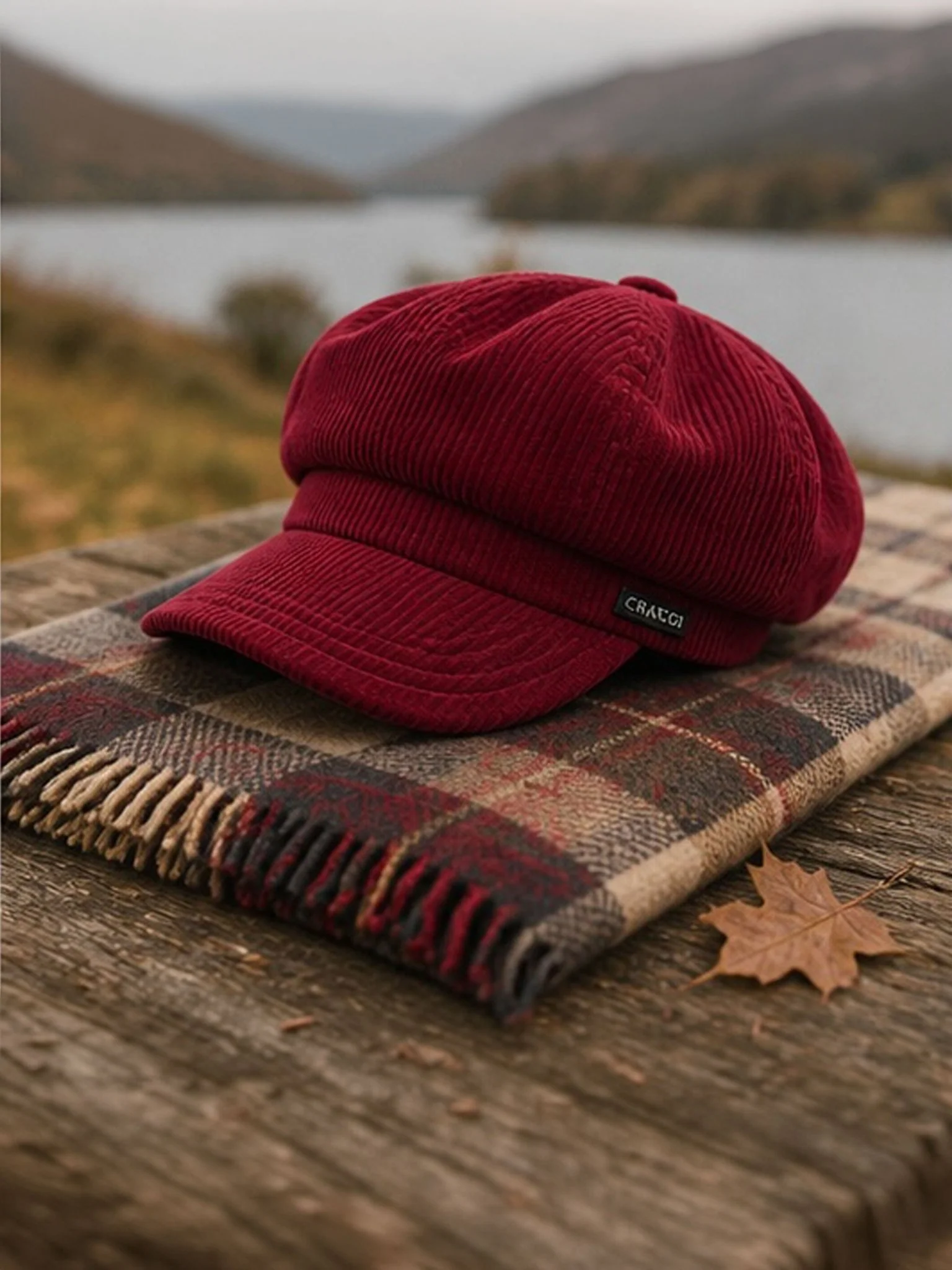 Craggi Ladies Red Cord Baker boy Hat. Womens Newsboy Peaky Cap Corduroy - Image 3