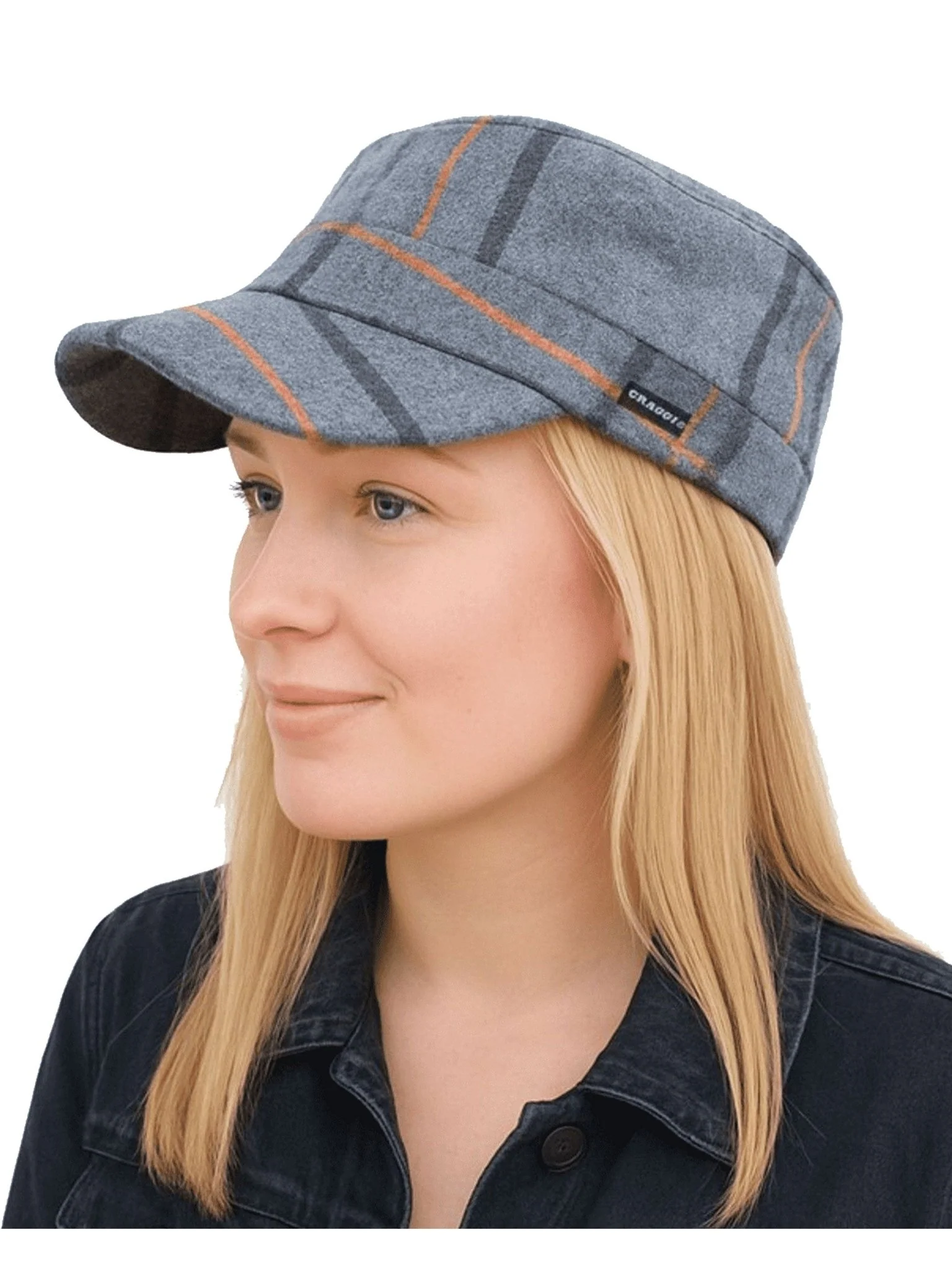 Craggi Grey Tweed Newsboy Cap Country Hat Grey Check Plaid military style Cap - Image 7