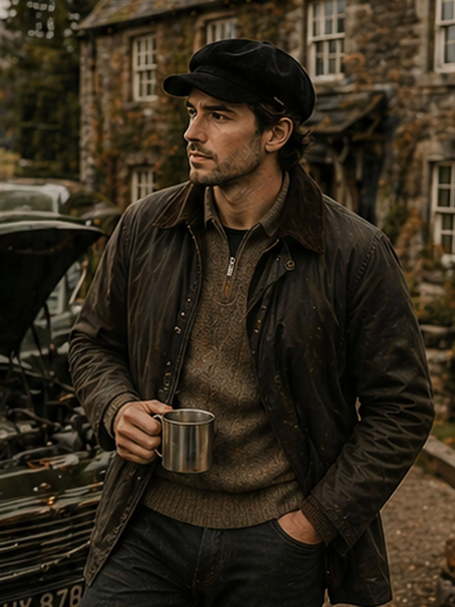 Craggi Mens Peaky Blinders style Baker boy Black Cord Hat. Mans Shelby Cap
