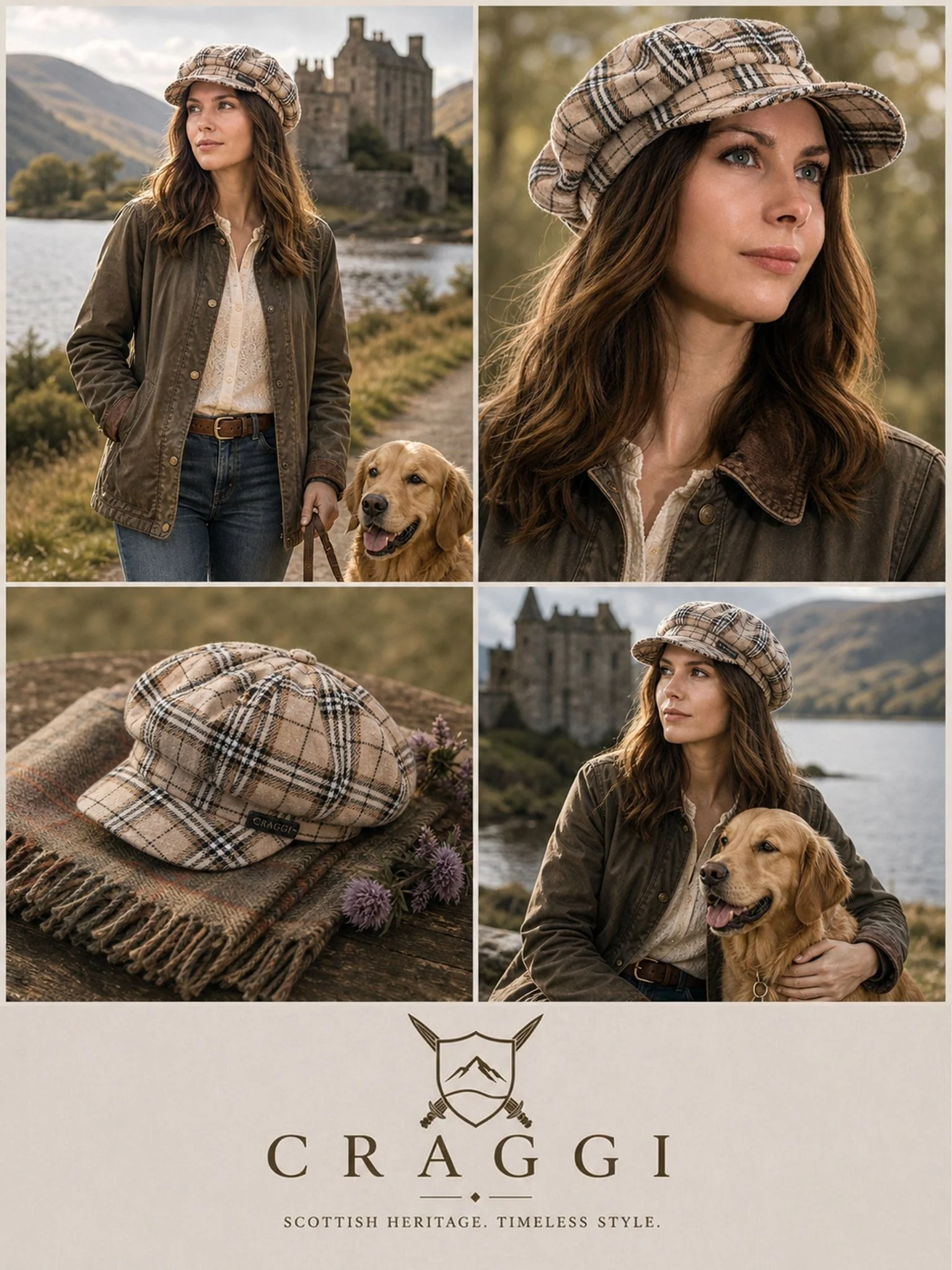 Craggi Tweed Baker Boy Hat Newsboy Cap Oatmeal Check Shelby Hats ladies - Image 5