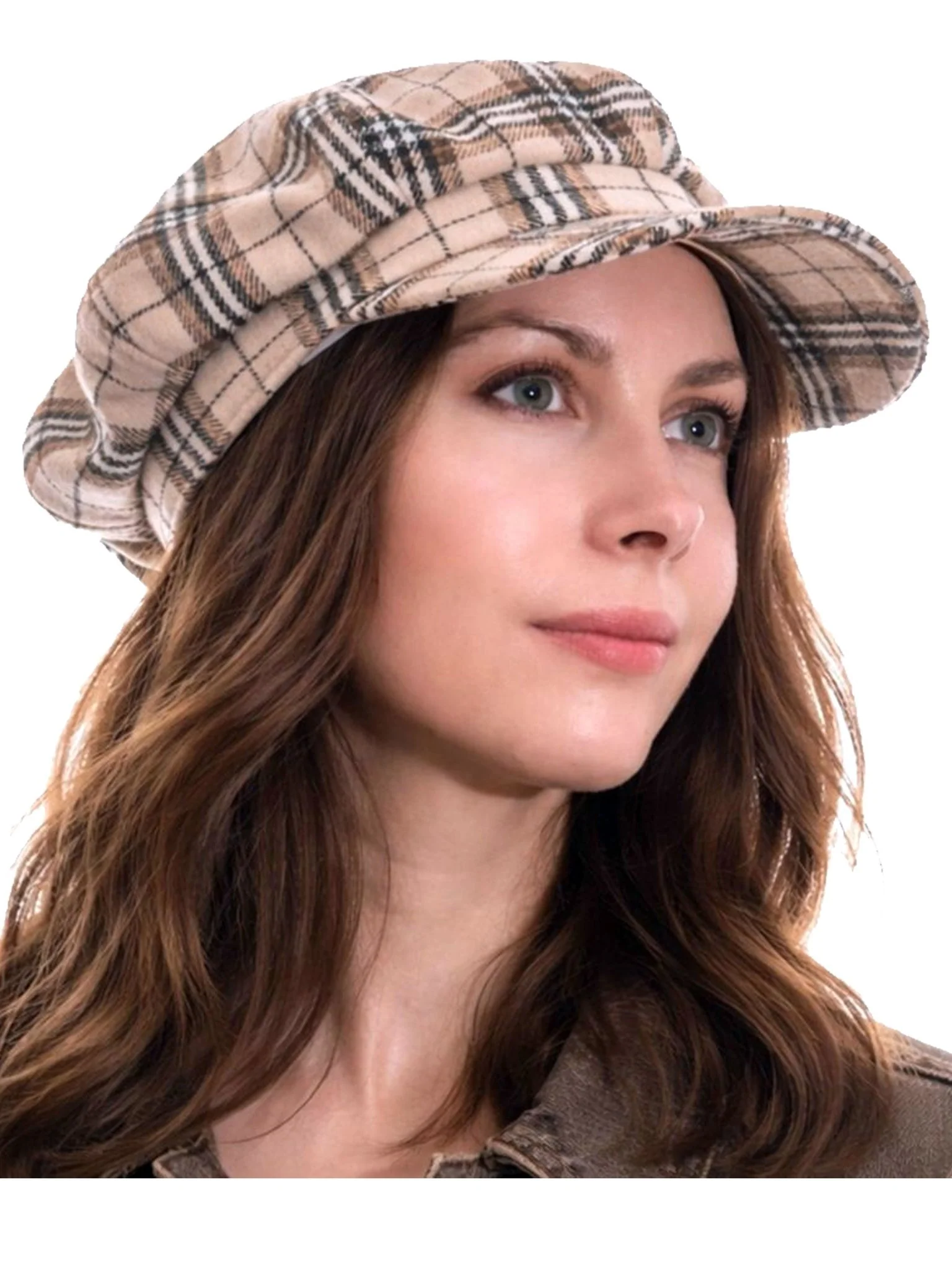 Craggi Tweed Baker Boy Hat Newsboy Cap Oatmeal Check Shelby Hats ladies - Image 6
