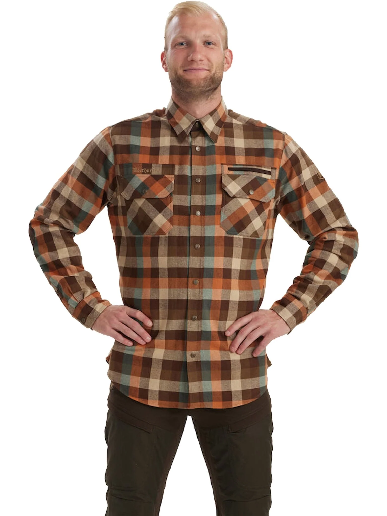 Deerhunter Mens Long sleeve shirt cotton button checked shirt - Deerhunter Mens Shirt James - Image 3