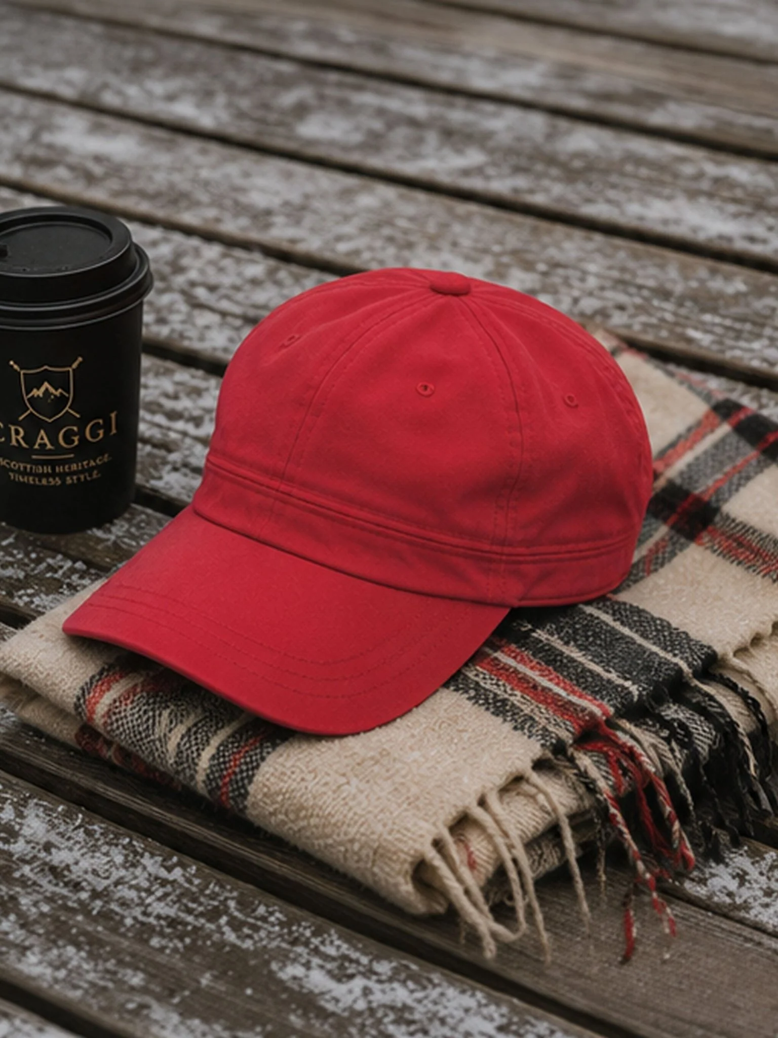 Craggi Red Washed Denim Newsboy Cap – Military inspired Cotton Hat - Casual, Festival & Streetwear Fashion - Image 3