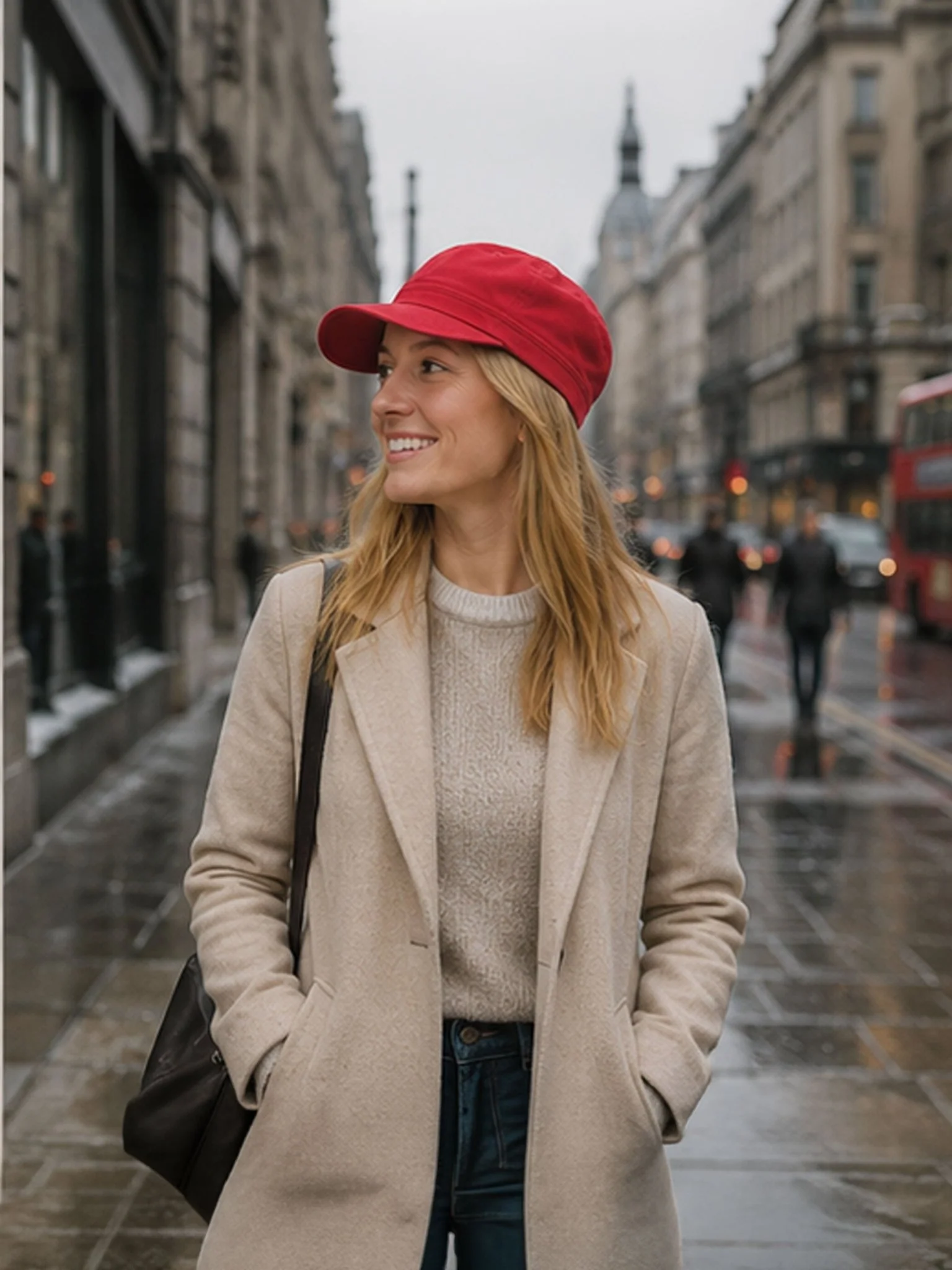 Craggi Red Washed Denim Newsboy Cap – Military inspired Cotton Hat - Casual, Festival & Streetwear Fashion - Image 4