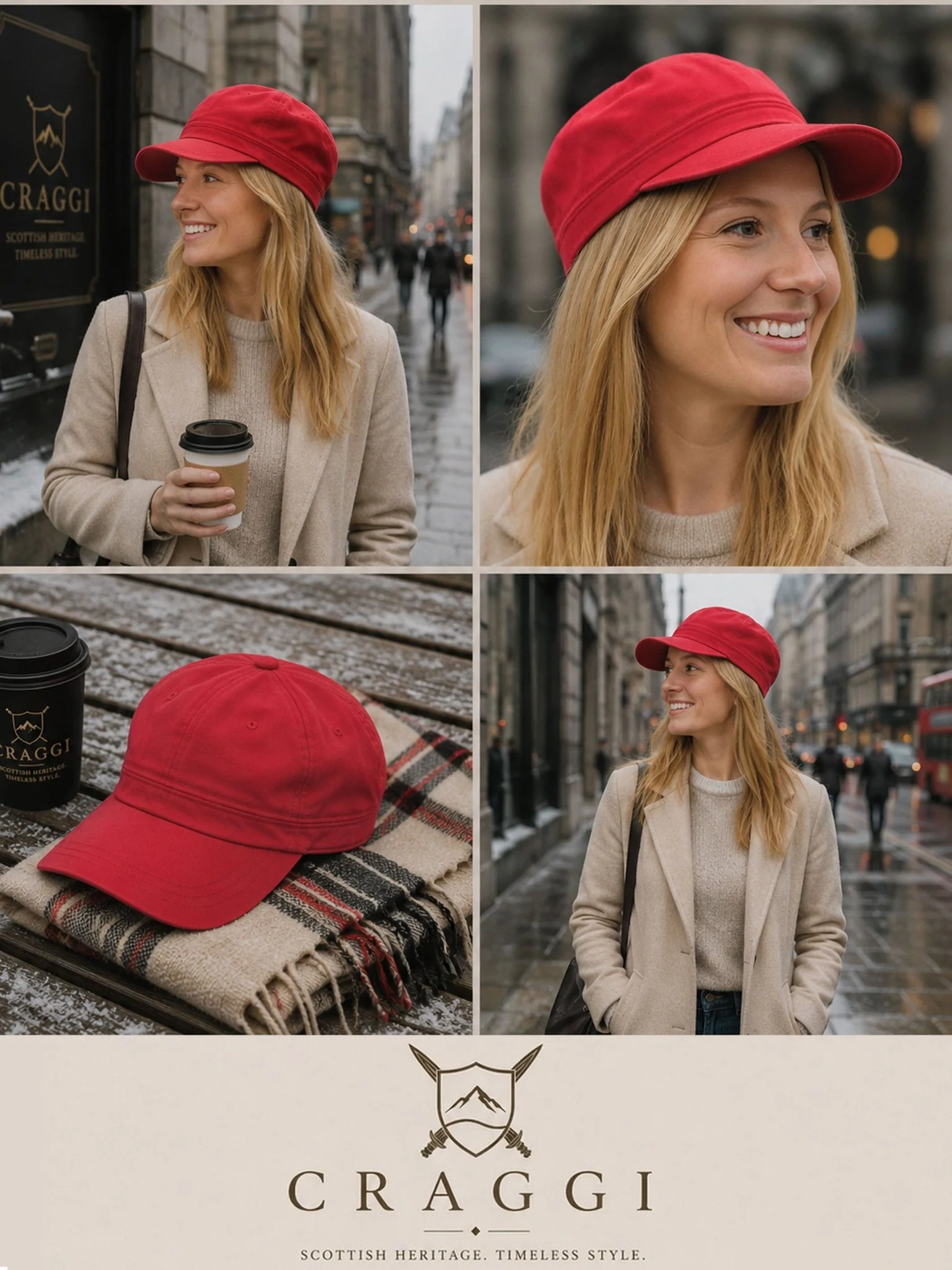 Craggi Red Washed Denim Newsboy Cap – Military inspired Cotton Hat - Casual, Festival & Streetwear Fashion - Image 5