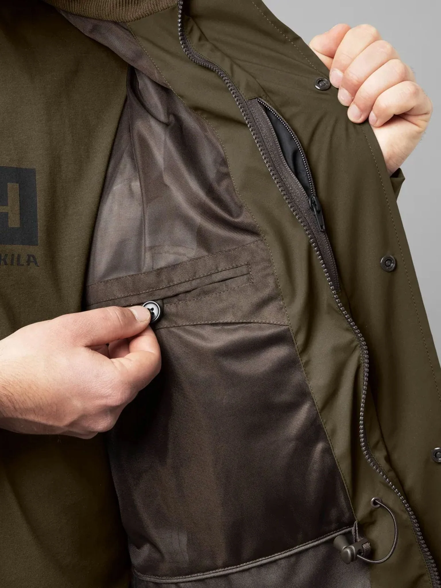 Harkila Orton tech HWS Waterproof mens jacket / Coat with packable hood - Image 5