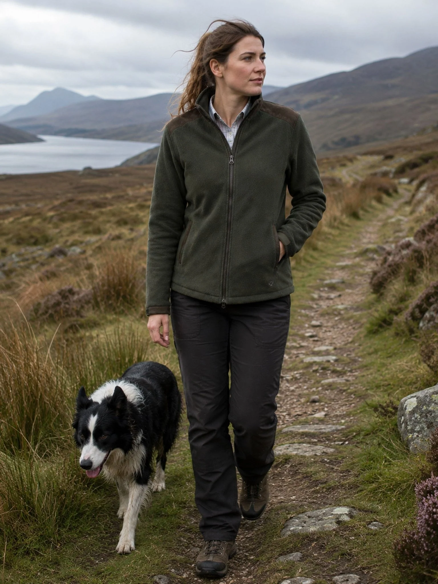 Hoggs of Fife Ladies Waterproof Fleece Jacket, womens Carrbridge windproof breathable coat - Image 2