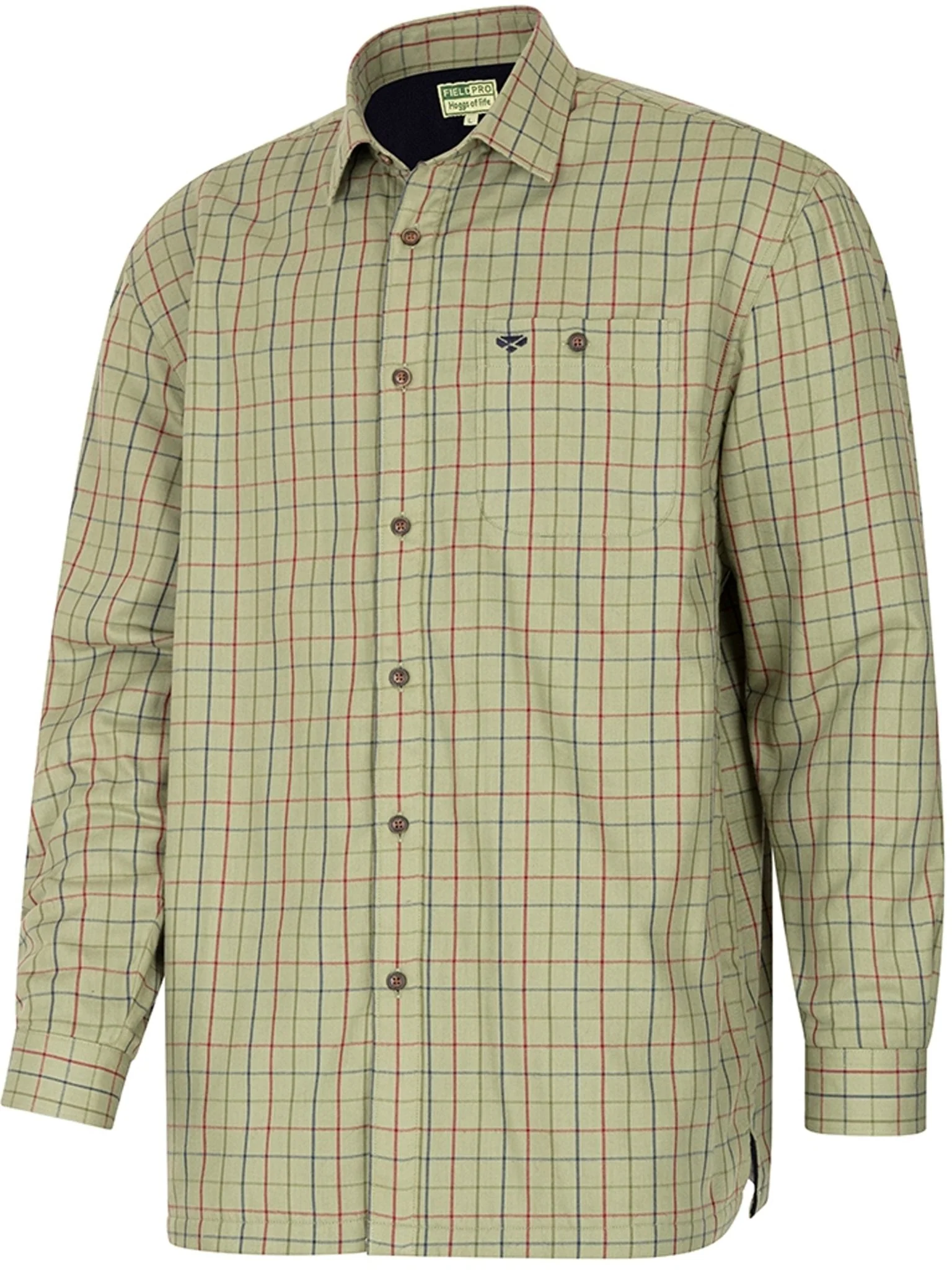 Hoggs of Fife Men Sleeve lined Shirt, Long sleeve Micro Fleece Lined - Boxwood - Image 2