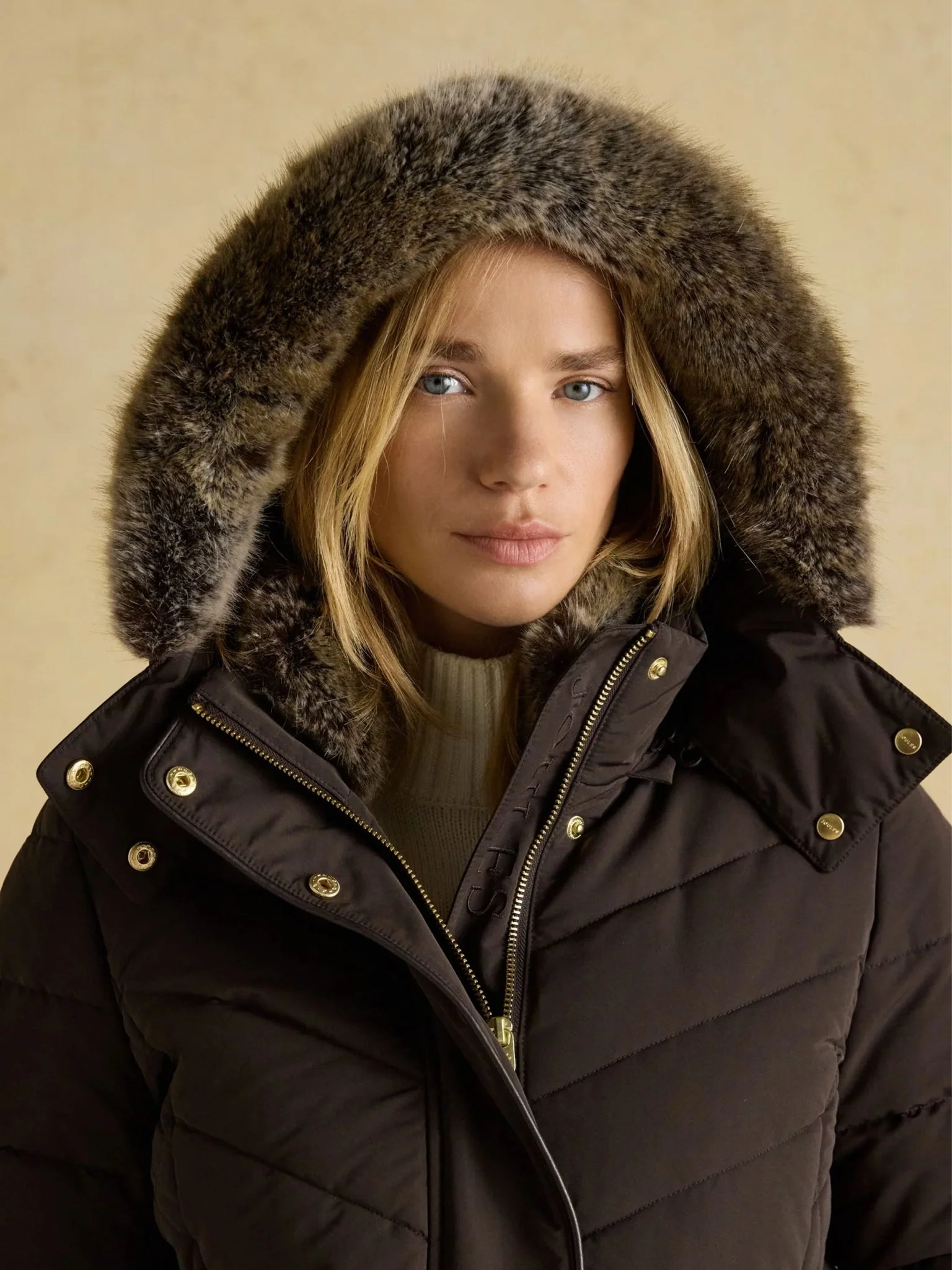 Joules - Ladies Aspen Showerproof Padded womens Coat with Faux Fur removable Hood - Image 8