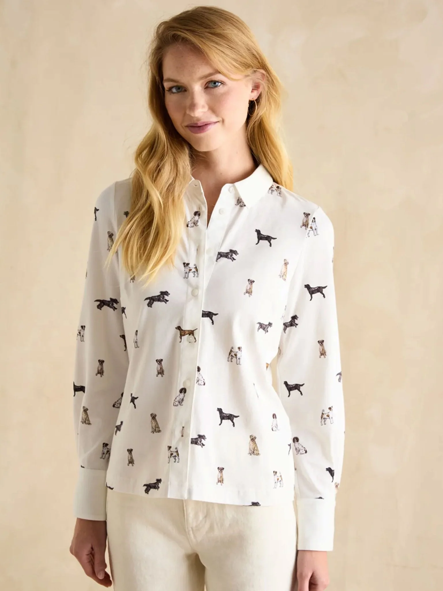 Joules - Ladies Burlington Eleanor Tomlinson Jersey Shirt - Dogs Print - womens shirt / blouse - Image 2