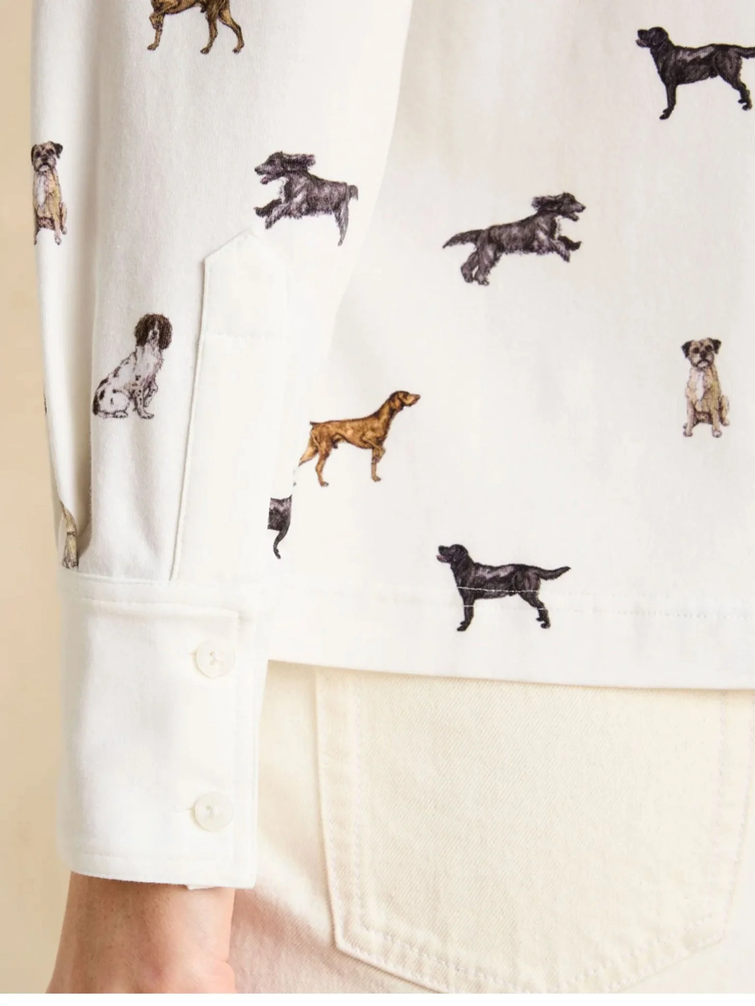 Joules - Ladies Burlington Eleanor Tomlinson Jersey Shirt - Dogs Print - womens shirt / blouse - Image 4