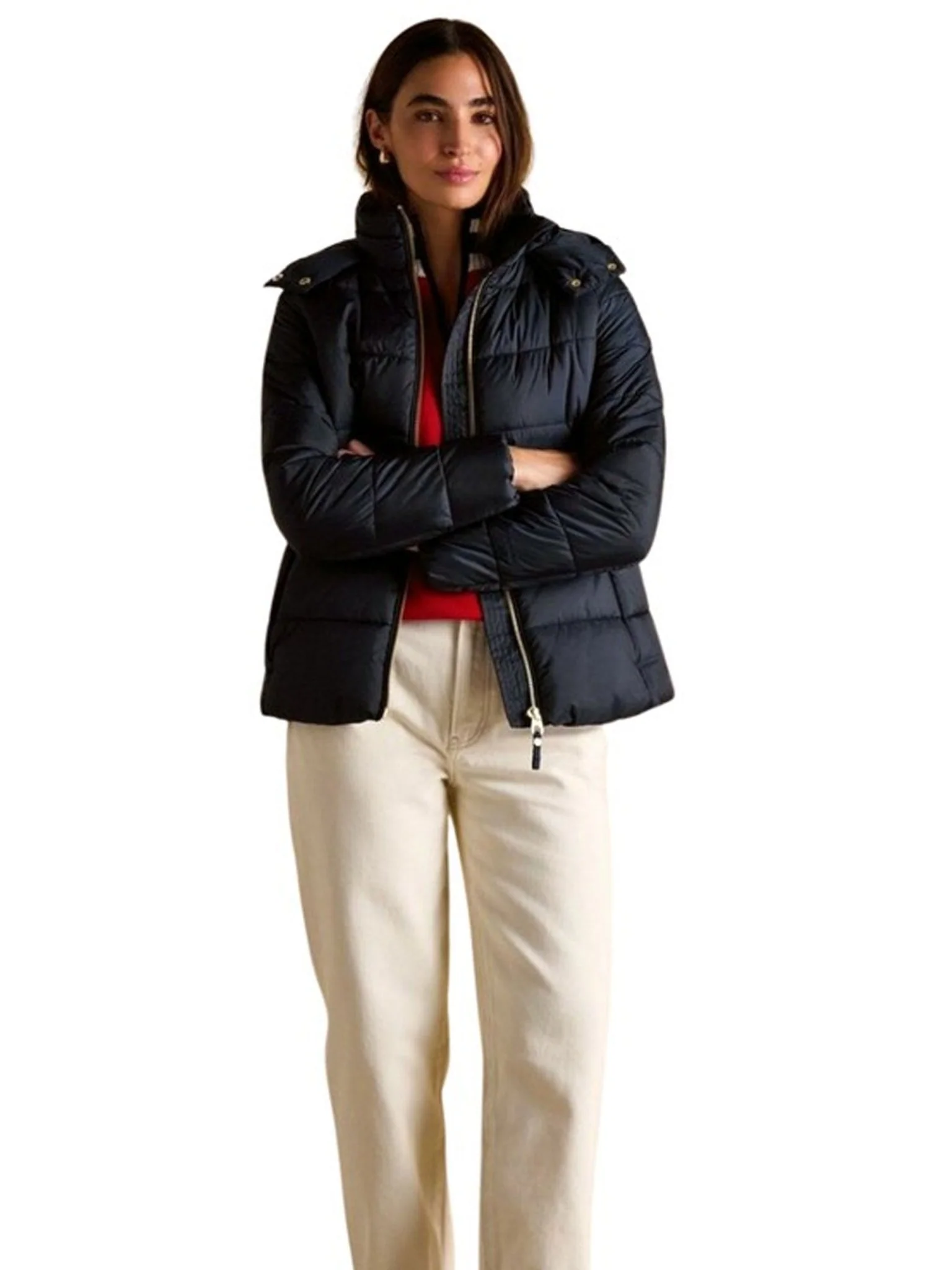 Joules - Ladies Hadlow Showerproof Padded womens Coat with Faux Fur removable Hood - Image 4