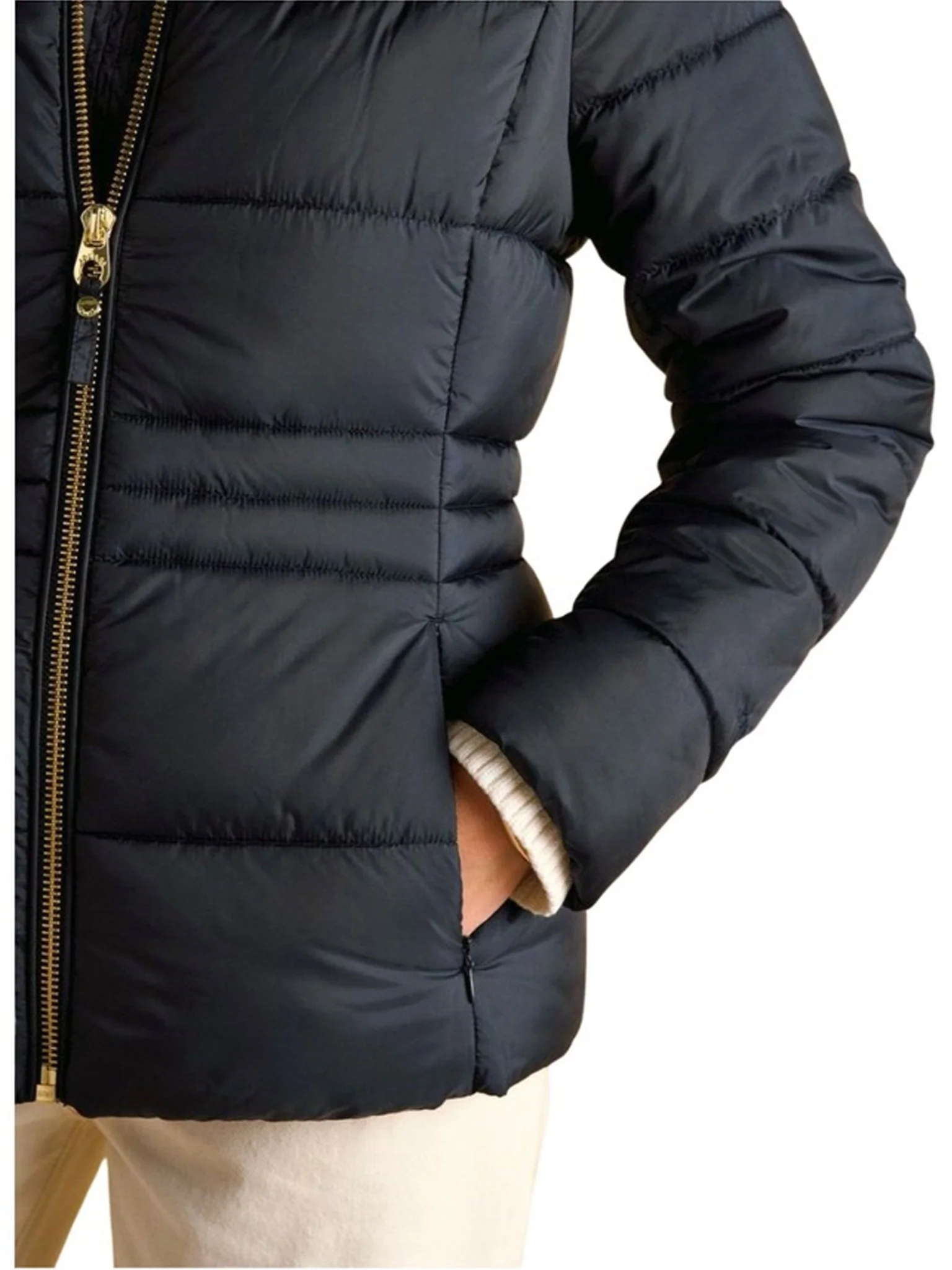 Joules - Ladies Hadlow Showerproof Padded womens Coat with Faux Fur removable Hood - Image 8