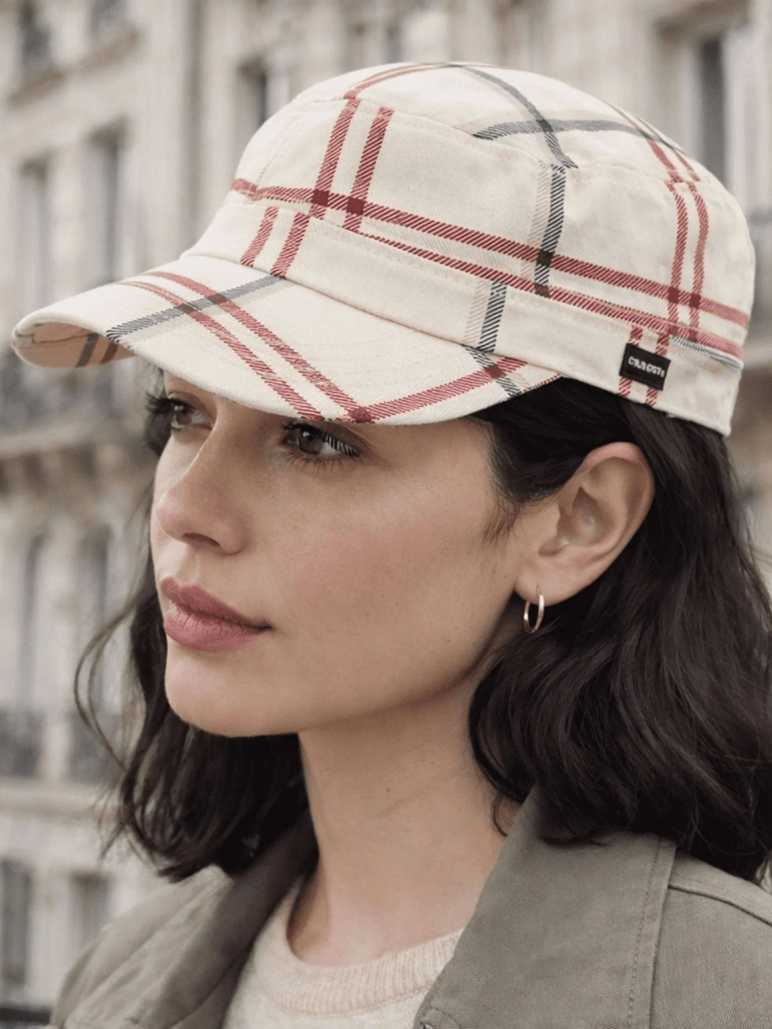 Craggi Womens Newsboy Sports Cap Holiday Stone Blue Red Check Adjustable Ladies Hat - Image 6
