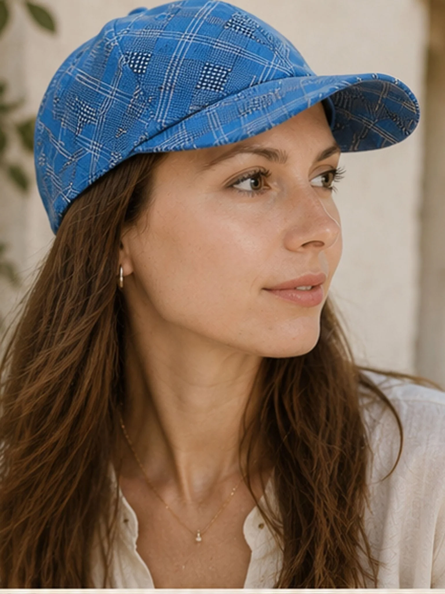 CRAGGI Ladies Blue & Pink Patchwork Check Newsboy Cap for Women – Baker Boy Hat | Cotton Gatsby Flat Cap - Image 3