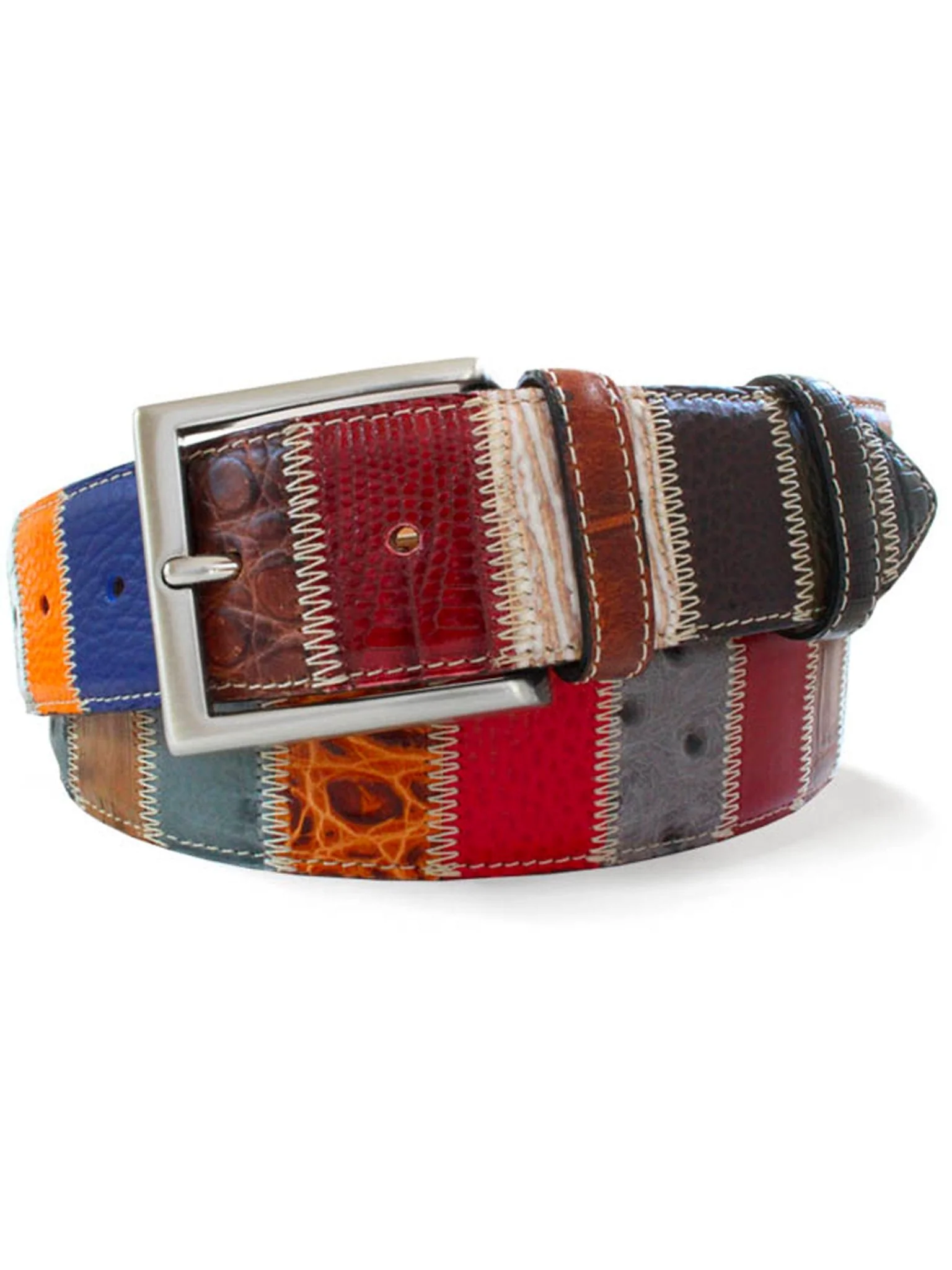 Robert Charles Belts 1587 Patchwork Mens Leather Belt 35mm - Made in Italy - 100% Leather - Image 2