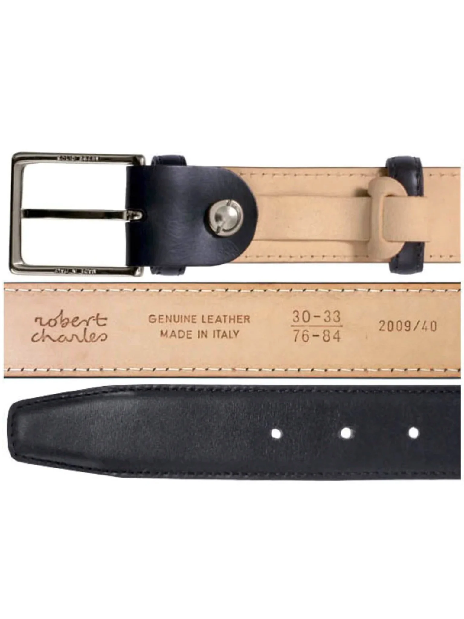 Robert Charles Belts 3751 Calfskin Leather Mens belt - 35mm leather width - Made in Italy - Image 4