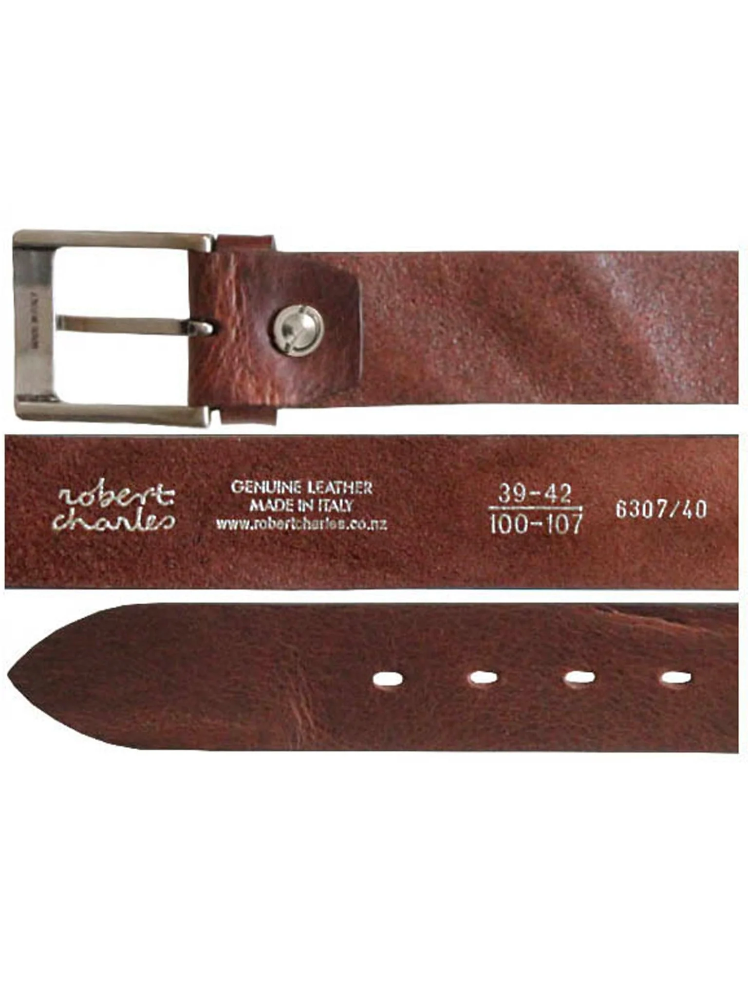 Robert Charles Belts 6307 Burnished Mens Leather Belt - 40mm leather width - Made in Italy - Image 3