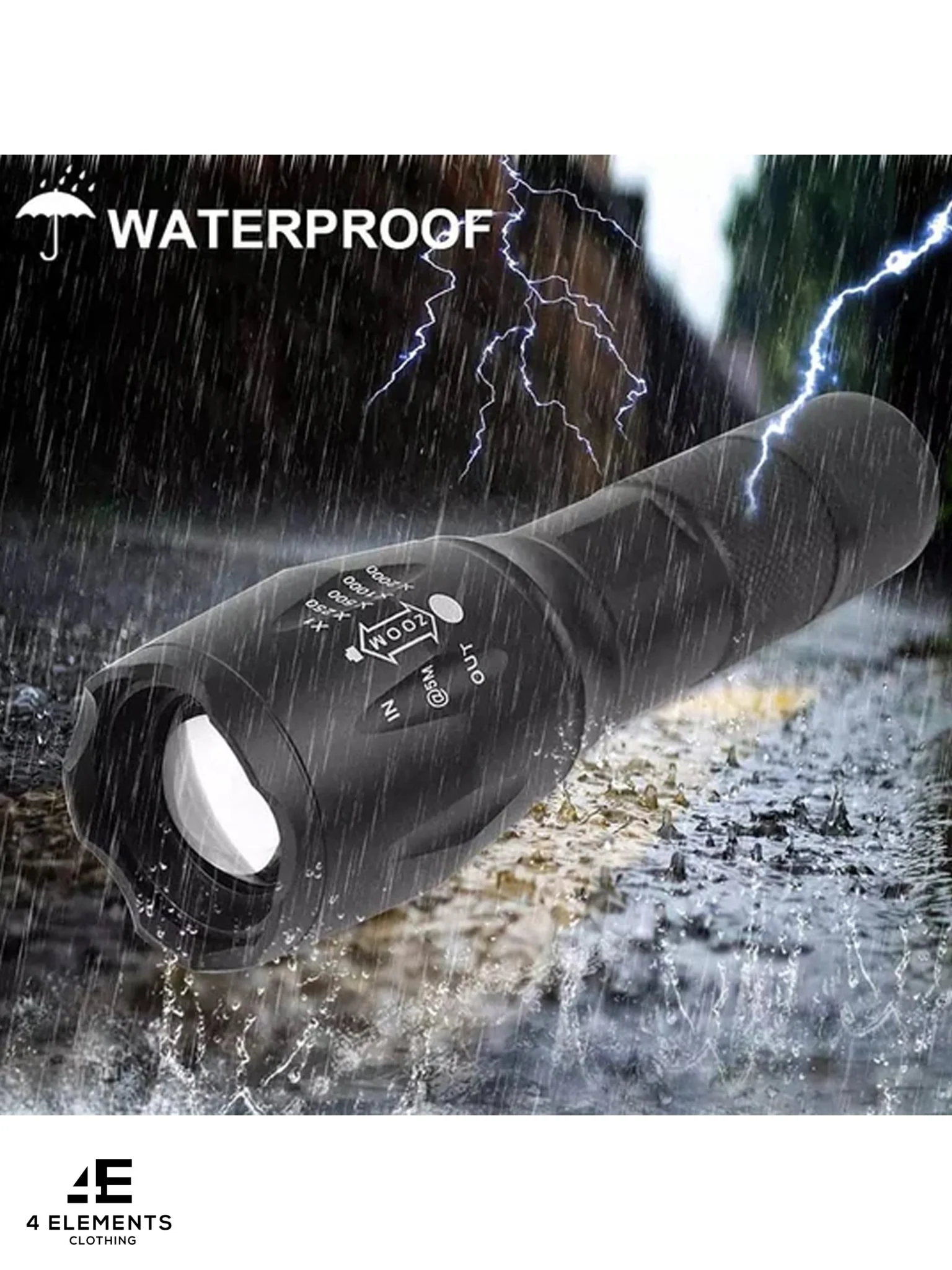 Telsa - Waterproof Zoom Aluminium LED Tactical Torch Flashlight - Free 2 x 18650 (Button Top) Batteries - Image 5