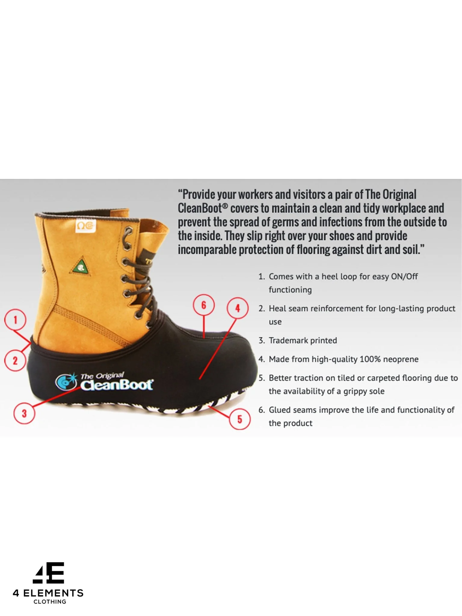 The Original CleanBoot ™ Professional, Stretchable design with a grippy sole, Protect your floor. - Image 10