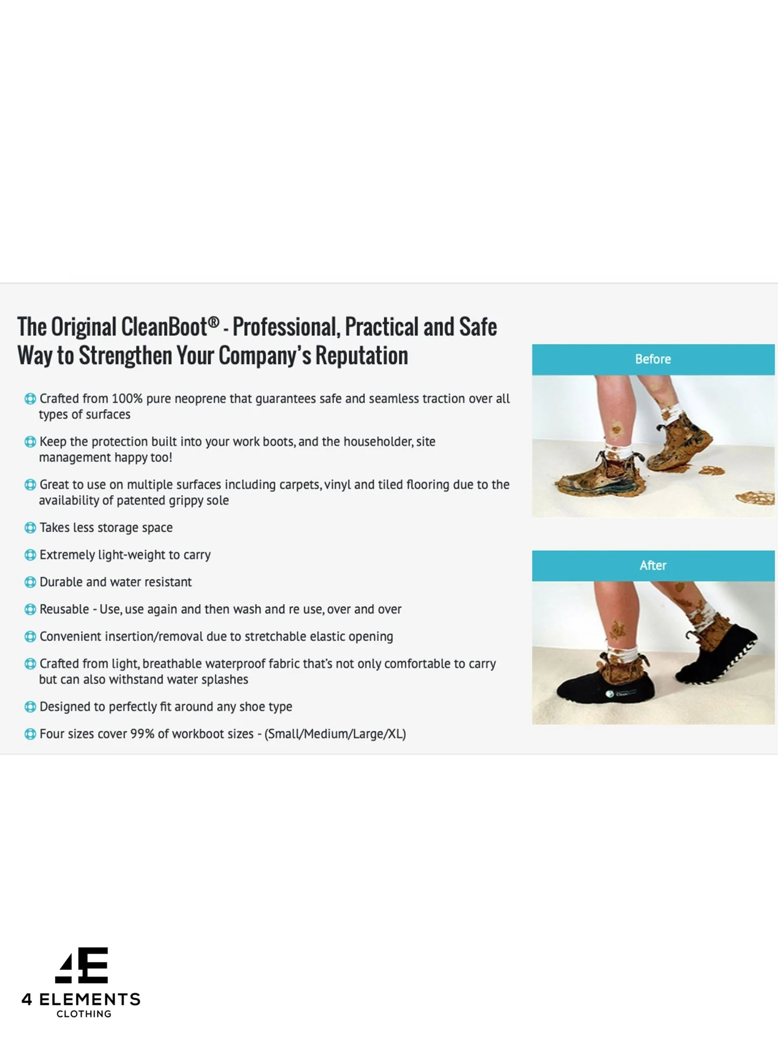 The Original CleanBoot ™ Professional, Stretchable design with a grippy sole, Protect your floor. - Image 11
