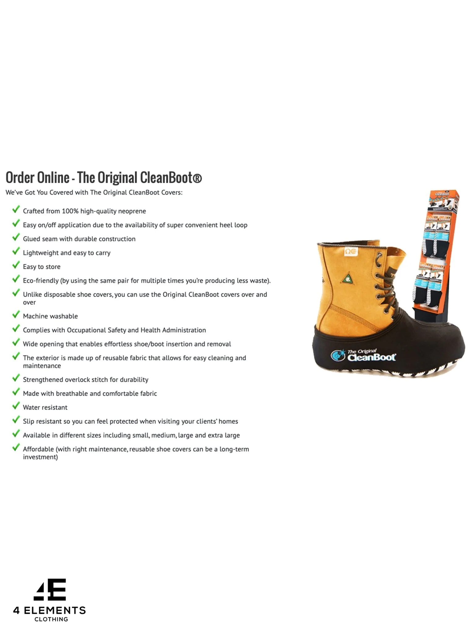 The Original CleanBoot ™ Professional, Stretchable design with a grippy sole, Protect your floor. - Image 9