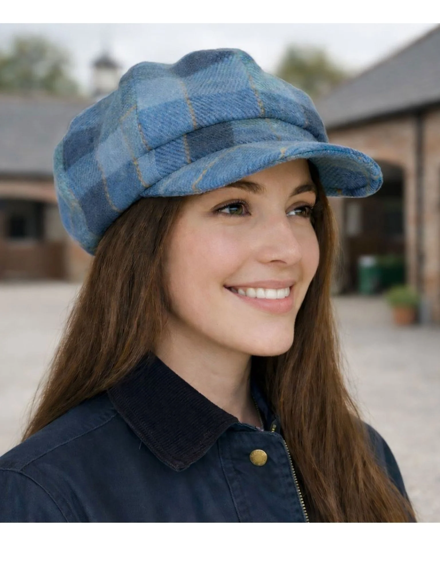 Craggi Tweed Baker Boy / Newsboy Cap Strathy Blue Plaid Flat Cap ladies / Womens - Image 6