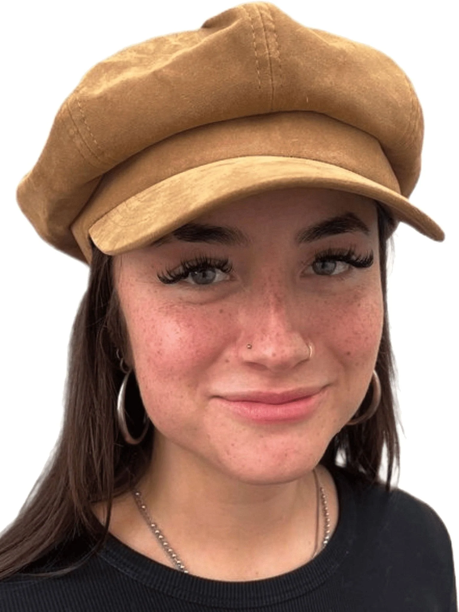 Craggi Ladies Velvet Gold Brown Baker Boy Hat. Womens Newsboy Cap - Image 6