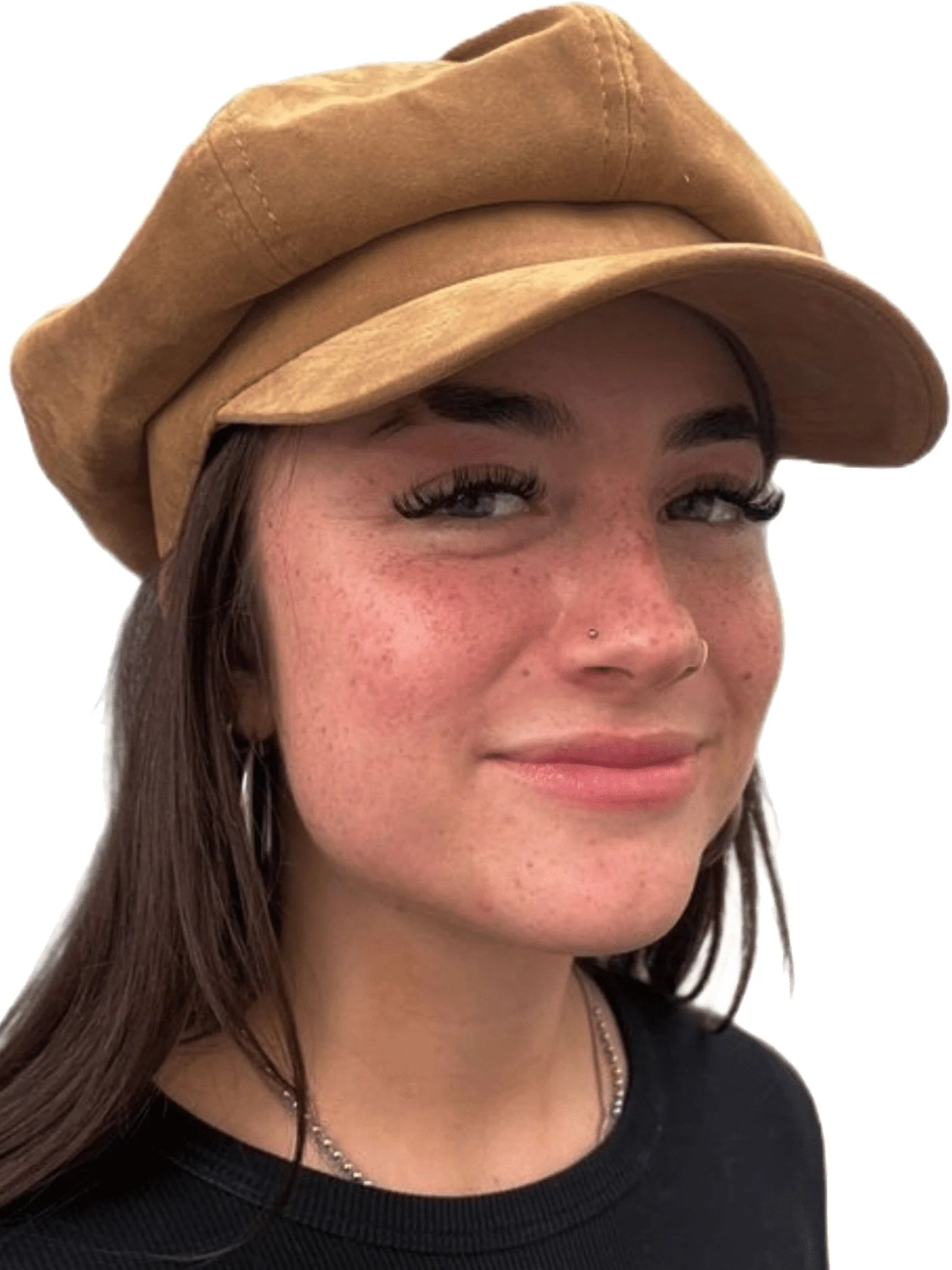 Craggi Ladies Velvet Gold Brown Baker Boy Hat. Womens Newsboy Cap - Image 7