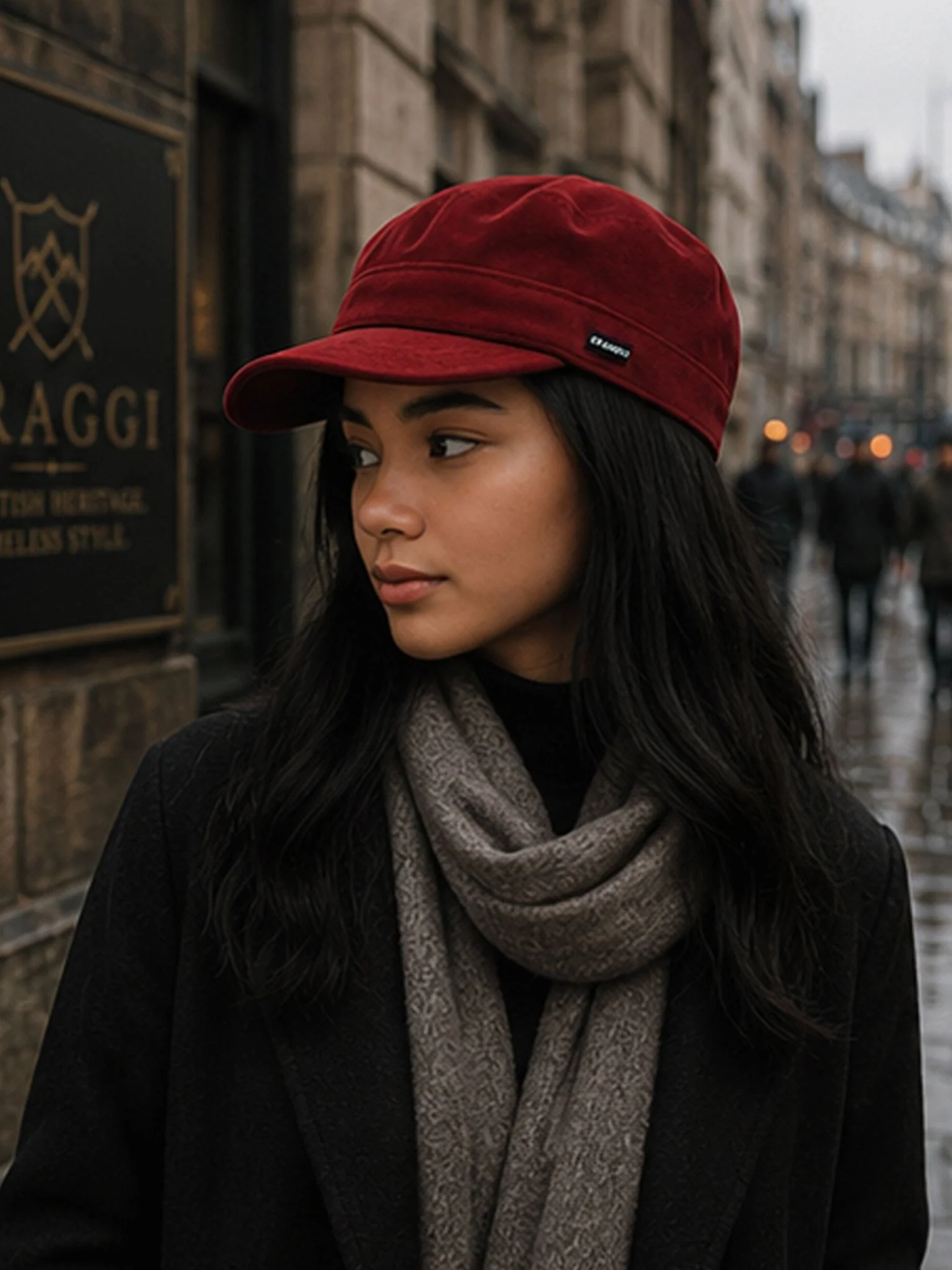 Craggi Ladies Red Velvet Newsboy Cap, Womens Cap one size