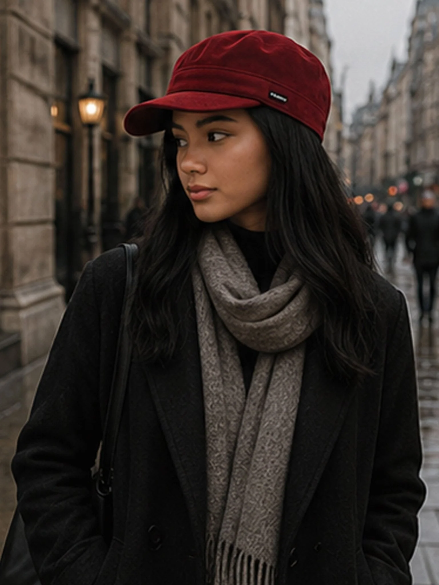 Craggi Ladies Red Velvet Newsboy Cap, Womens Cap one size - Image 3